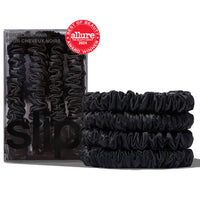 Silk Skinny Scrunchies Black x 4