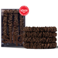 Silk Skinny Scrunchies Dark Brown x 4