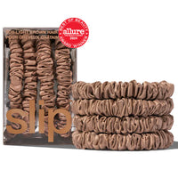 Silk Skinny Scrunchies Light Brown x 4