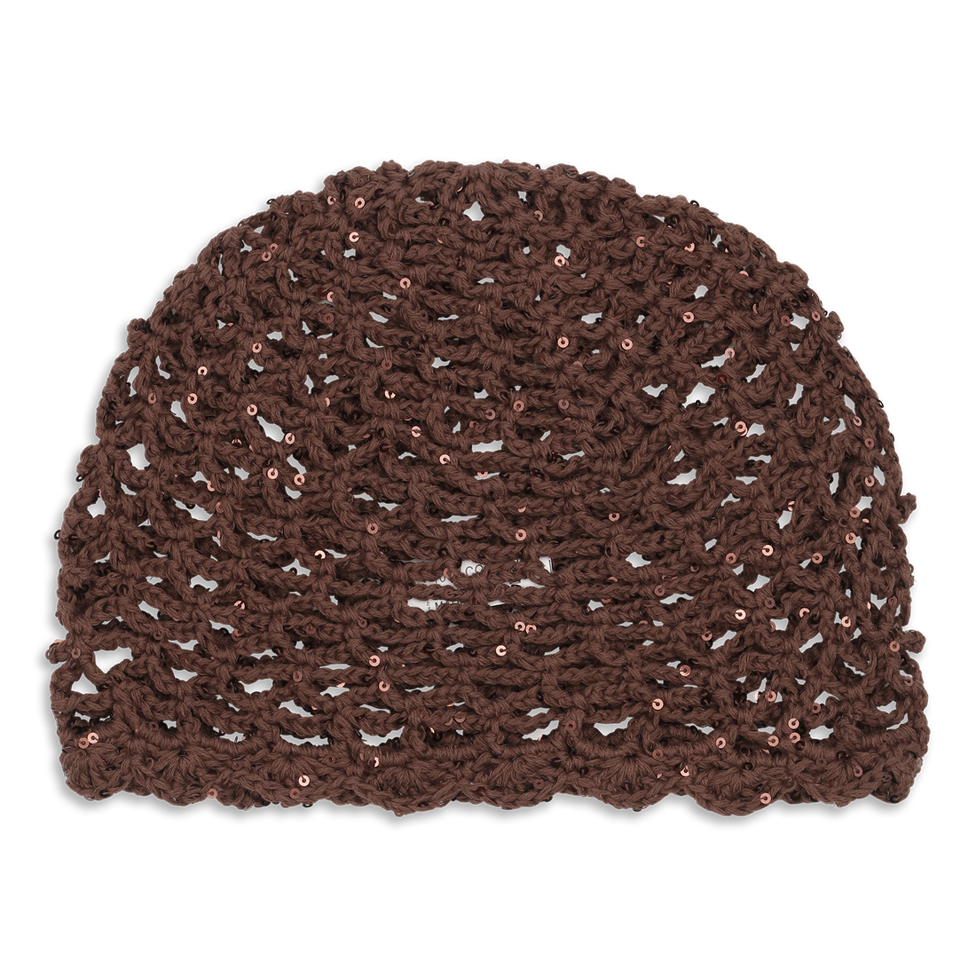 CROCHET SEQUIN HAT Brown