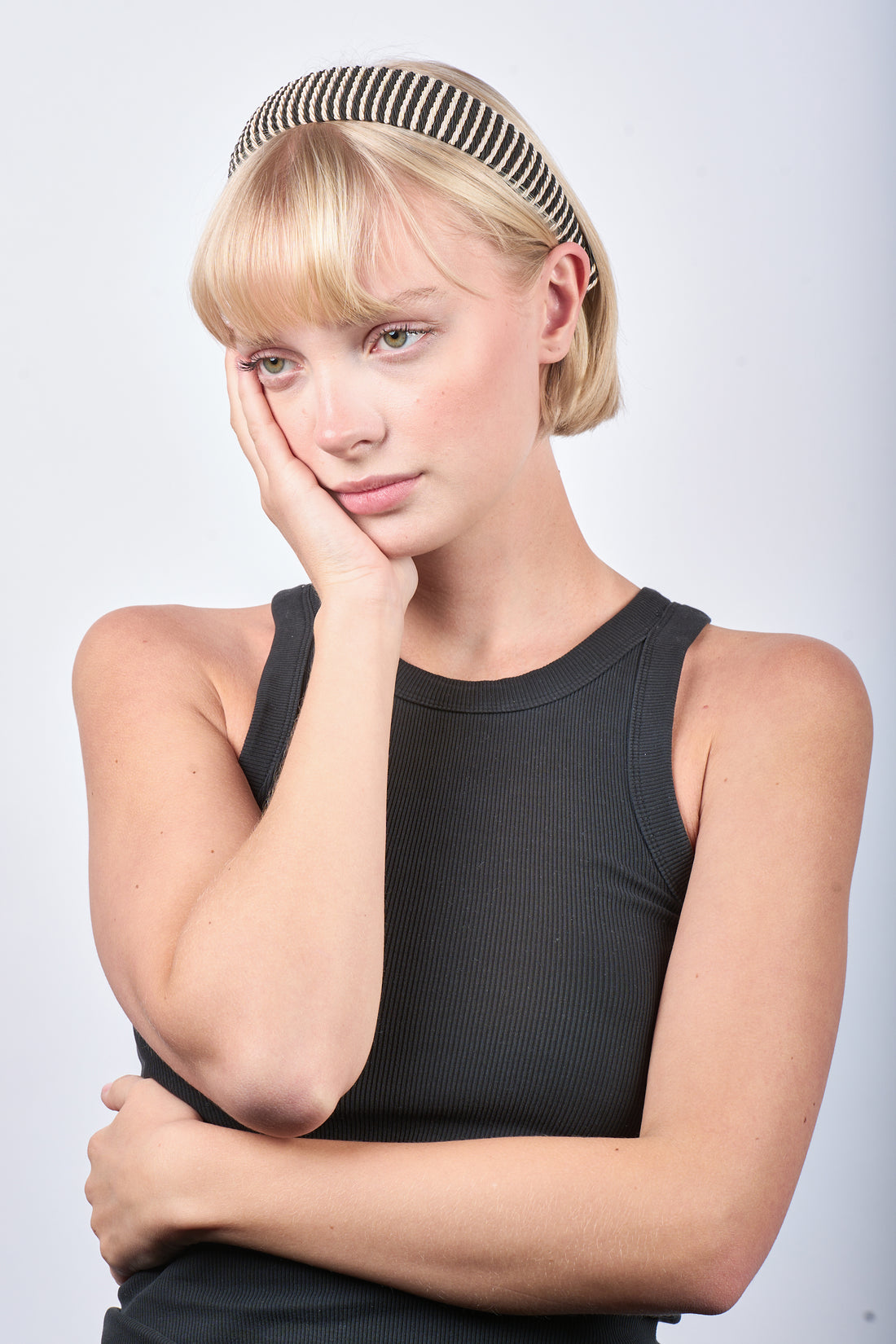 STRIPED HEADBAND Black