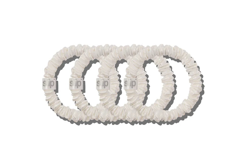 Silk Skinny Scrunchies White