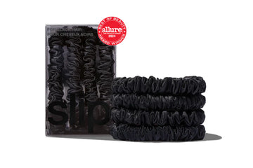 Silk Skinny Scrunchies Black x 4