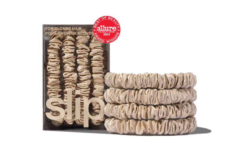 Silk Skinny Scrunchies Blonde x 4