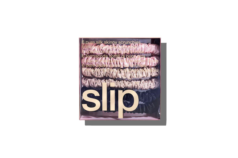 Silk Skinny Scrunchies Multi x 6